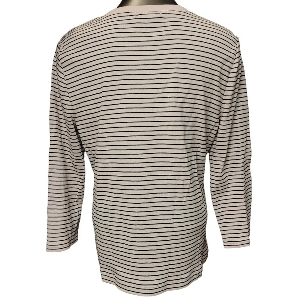 Chaps Women's White/Black Striped Long Sleeve Top XL - Picture 2 of 3